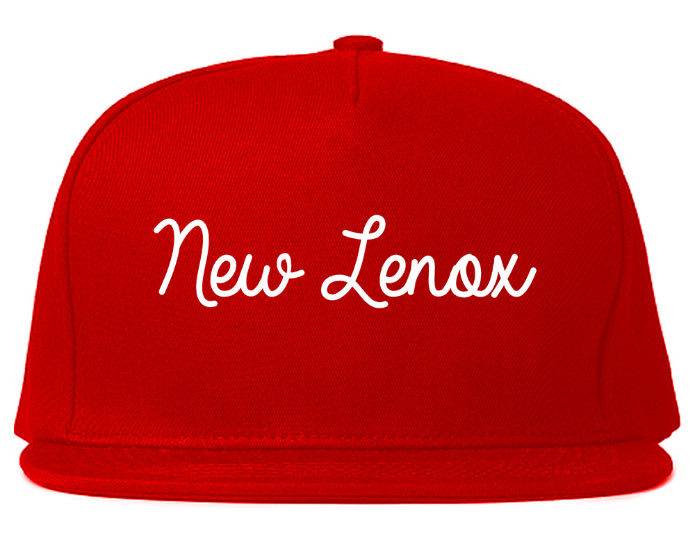 New Lenox Illinois IL Script Mens Snapback Hat Red