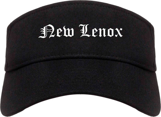 New Lenox Illinois IL Old English Mens Visor Cap Hat Black