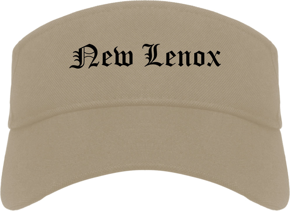 New Lenox Illinois IL Old English Mens Visor Cap Hat Khaki