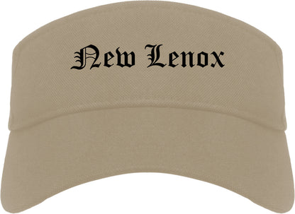 New Lenox Illinois IL Old English Mens Visor Cap Hat Khaki