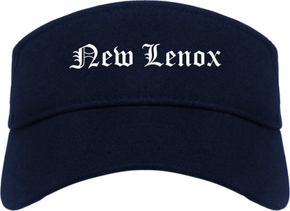 New Lenox Illinois IL Old English Mens Visor Cap Hat Navy Blue