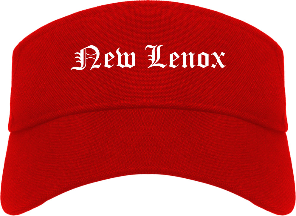 New Lenox Illinois IL Old English Mens Visor Cap Hat Red