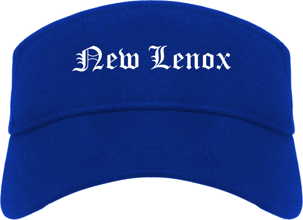 New Lenox Illinois IL Old English Mens Visor Cap Hat Royal Blue