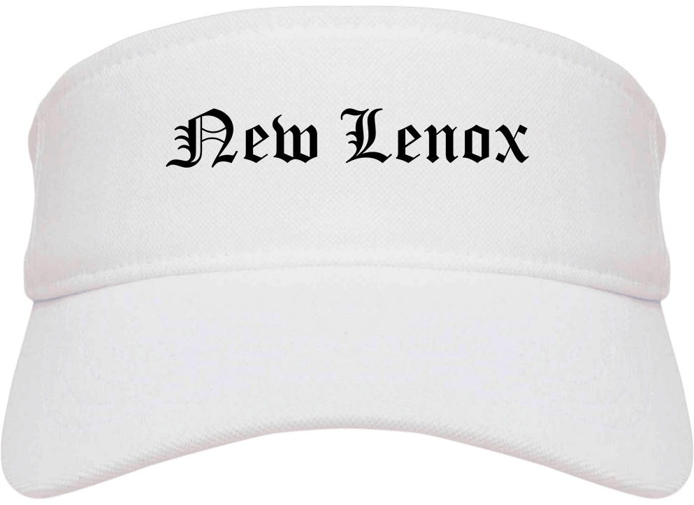 New Lenox Illinois IL Old English Mens Visor Cap Hat White