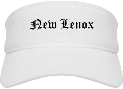 New Lenox Illinois IL Old English Mens Visor Cap Hat White