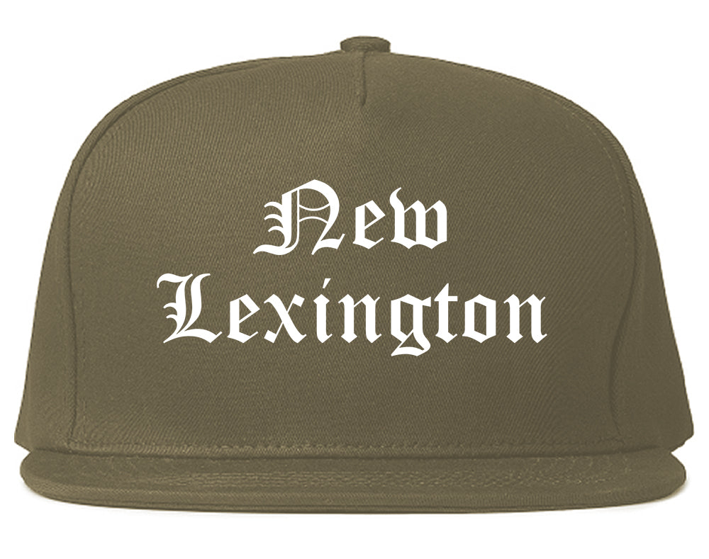New Lexington Ohio OH Old English Mens Snapback Hat Grey