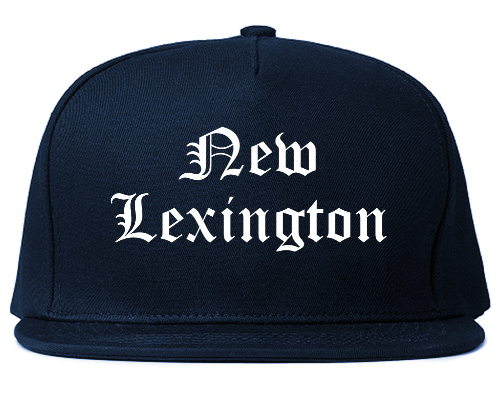 New Lexington Ohio OH Old English Mens Snapback Hat Navy Blue