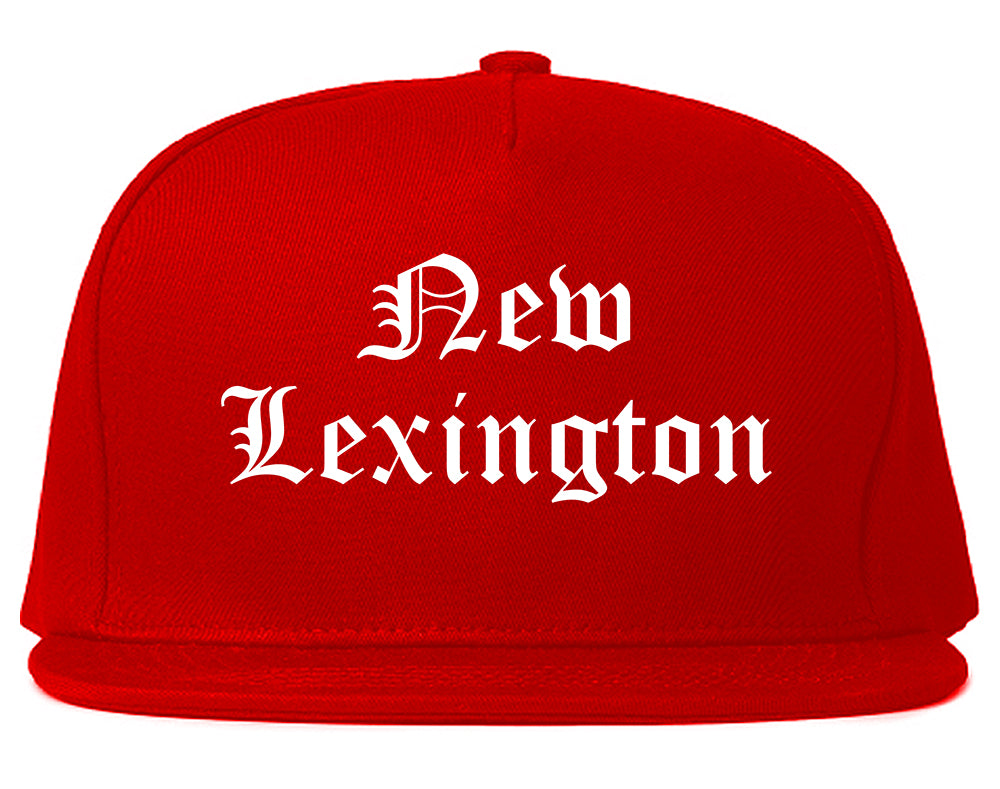 New Lexington Ohio OH Old English Mens Snapback Hat Red