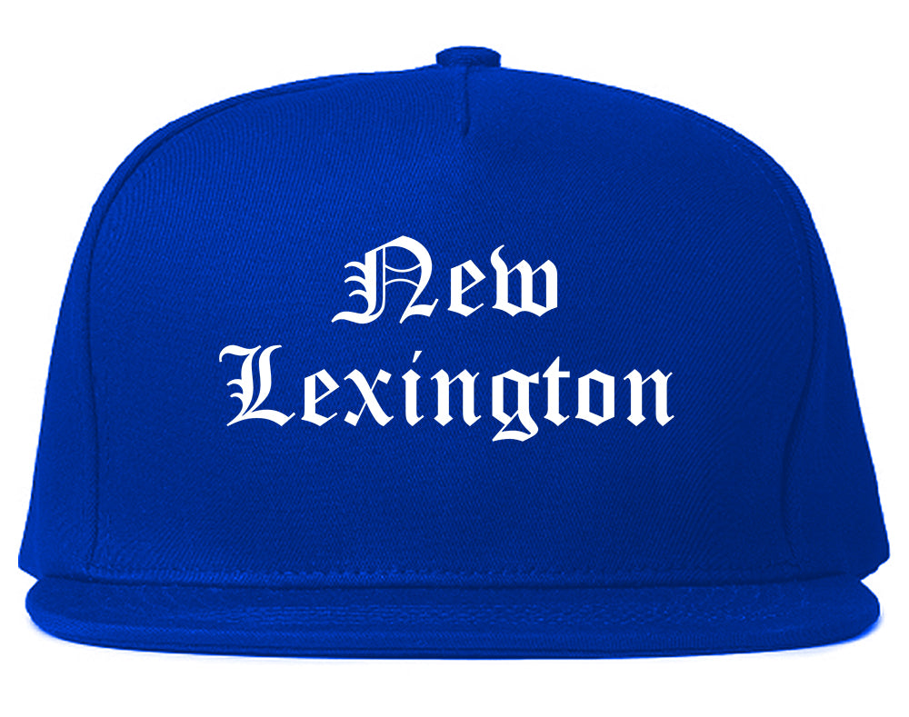 New Lexington Ohio OH Old English Mens Snapback Hat Royal Blue