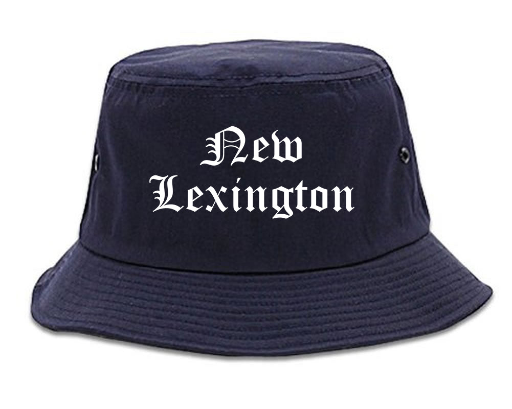 New Lexington Ohio OH Old English Mens Bucket Hat Navy Blue
