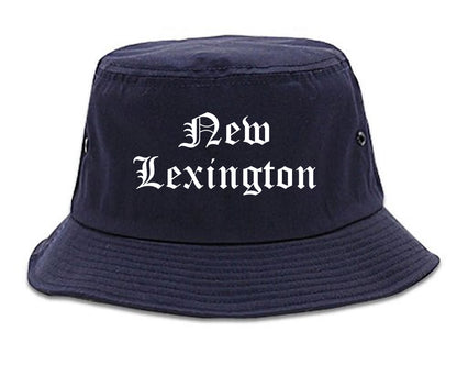 New Lexington Ohio OH Old English Mens Bucket Hat Navy Blue