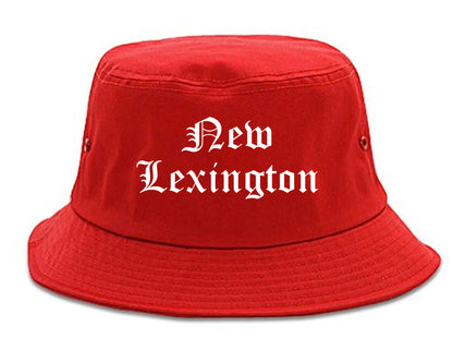 New Lexington Ohio OH Old English Mens Bucket Hat Red