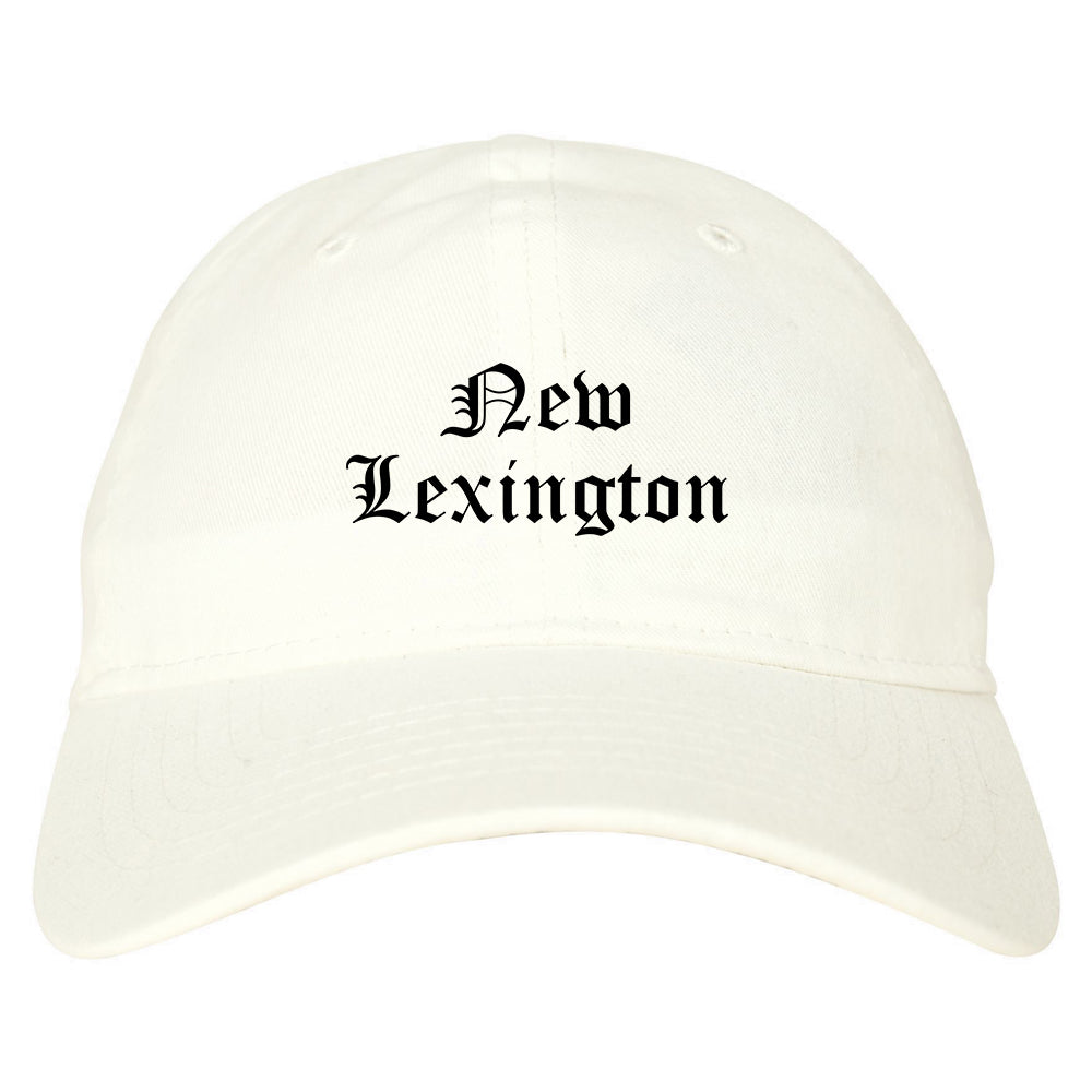 New Lexington Ohio OH Old English Mens Dad Hat Baseball Cap White