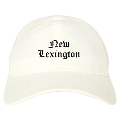 New Lexington Ohio OH Old English Mens Dad Hat Baseball Cap White