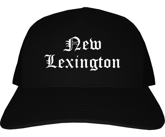 New Lexington Ohio OH Old English Mens Trucker Hat Cap Black