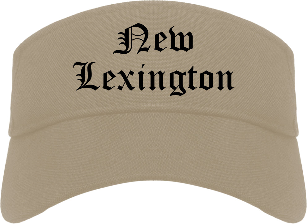 New Lexington Ohio OH Old English Mens Visor Cap Hat Khaki