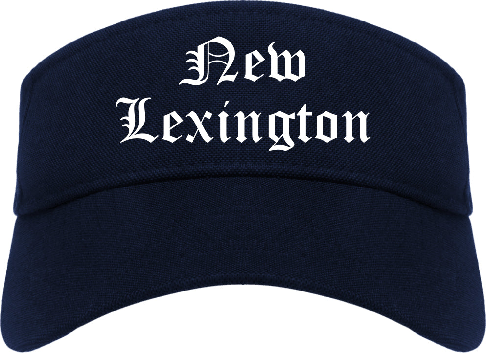 New Lexington Ohio OH Old English Mens Visor Cap Hat Navy Blue
