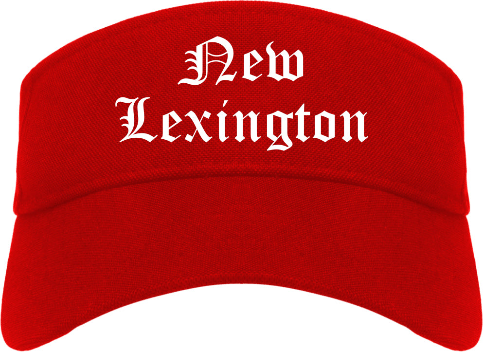 New Lexington Ohio OH Old English Mens Visor Cap Hat Red