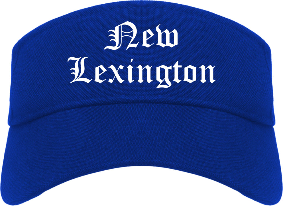 New Lexington Ohio OH Old English Mens Visor Cap Hat Royal Blue