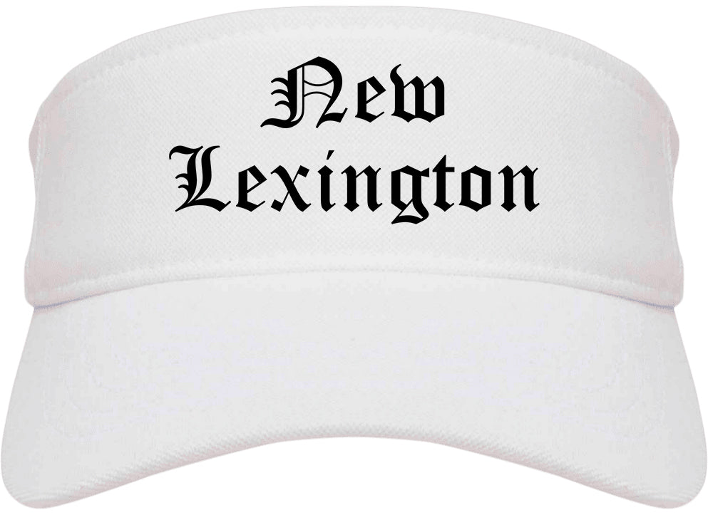 New Lexington Ohio OH Old English Mens Visor Cap Hat White