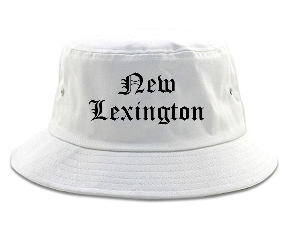 New Lexington Ohio OH Old English Mens Bucket Hat White