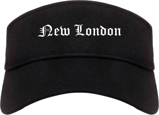 New London Connecticut CT Old English Mens Visor Cap Hat Black