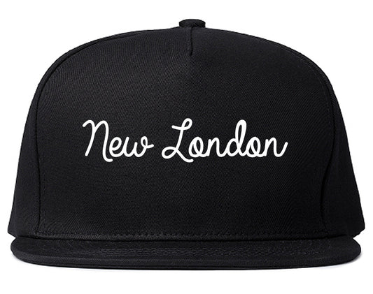 New London Wisconsin WI Script Mens Snapback Hat Black