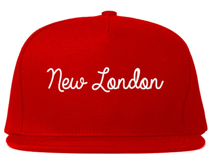 New London Wisconsin WI Script Mens Snapback Hat Red
