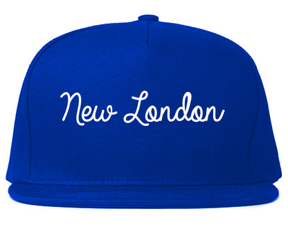 New London Wisconsin WI Script Mens Snapback Hat Royal Blue