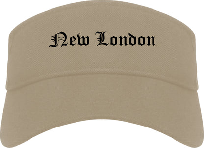 New London Wisconsin WI Old English Mens Visor Cap Hat Khaki
