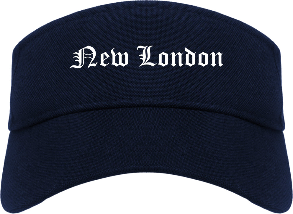 New London Wisconsin WI Old English Mens Visor Cap Hat Navy Blue