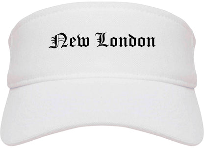 New London Wisconsin WI Old English Mens Visor Cap Hat White