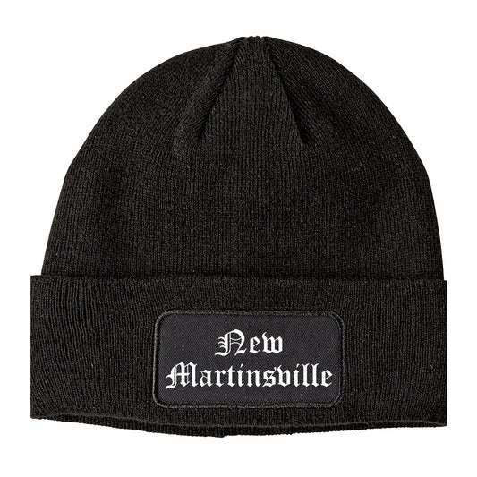 New Martinsville West Virginia WV Old English Mens Knit Beanie Hat Cap Black
