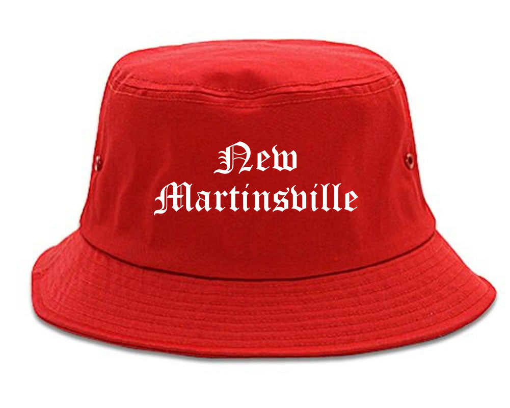 New Martinsville West Virginia WV Old English Mens Bucket Hat Red