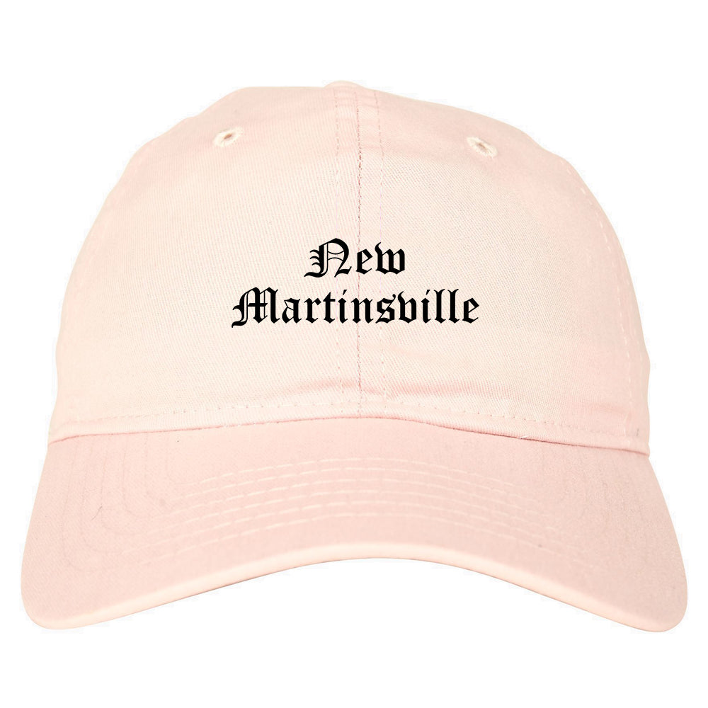 New Martinsville West Virginia WV Old English Mens Dad Hat Baseball Cap Pink