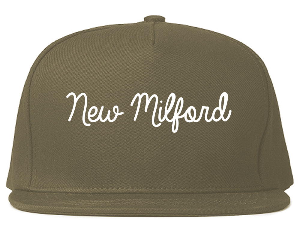 New Milford New Jersey NJ Script Mens Snapback Hat Grey