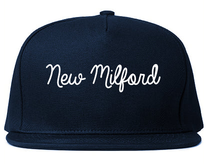 New Milford New Jersey NJ Script Mens Snapback Hat Navy Blue