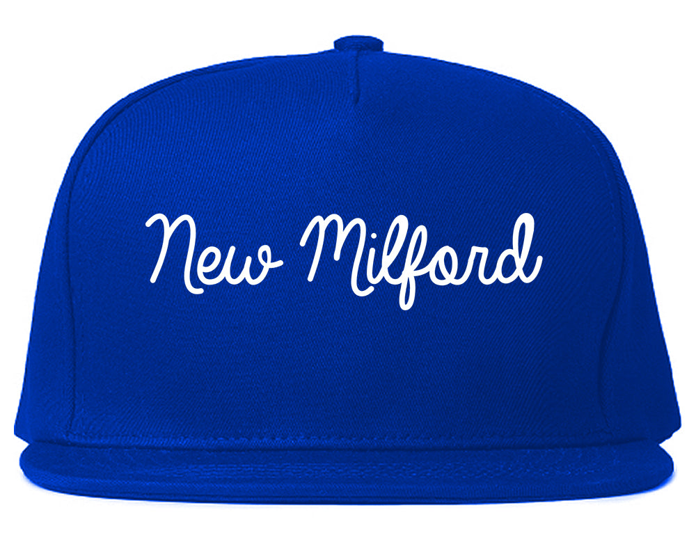 New Milford New Jersey NJ Script Mens Snapback Hat Royal Blue