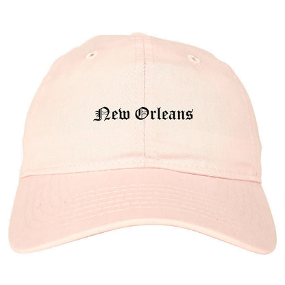 New Orleans Louisiana LA Old English Mens Dad Hat Baseball Cap Pink
