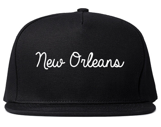 New Orleans Louisiana LA Script Mens Snapback Hat Black