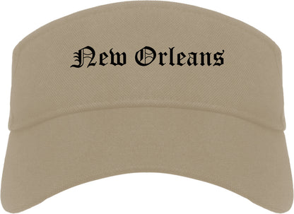 New Orleans Louisiana LA Old English Mens Visor Cap Hat Khaki