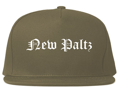 New Paltz New York NY Old English Mens Snapback Hat Grey