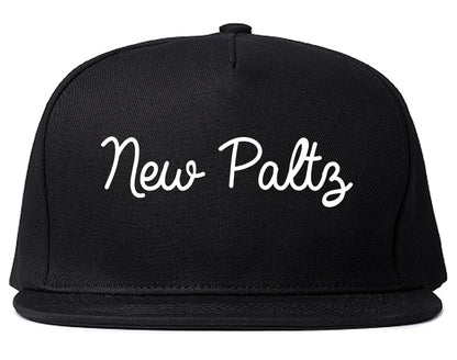 New Paltz New York NY Script Mens Snapback Hat Black