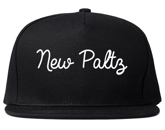 New Paltz New York NY Script Mens Snapback Hat Black