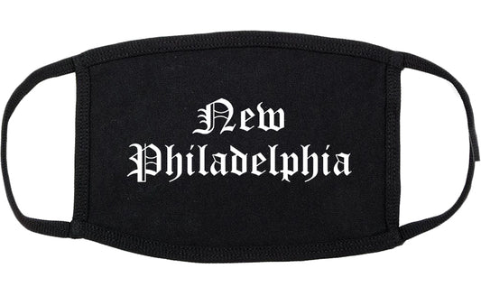 New Philadelphia Ohio OH Old English Cotton Face Mask Black