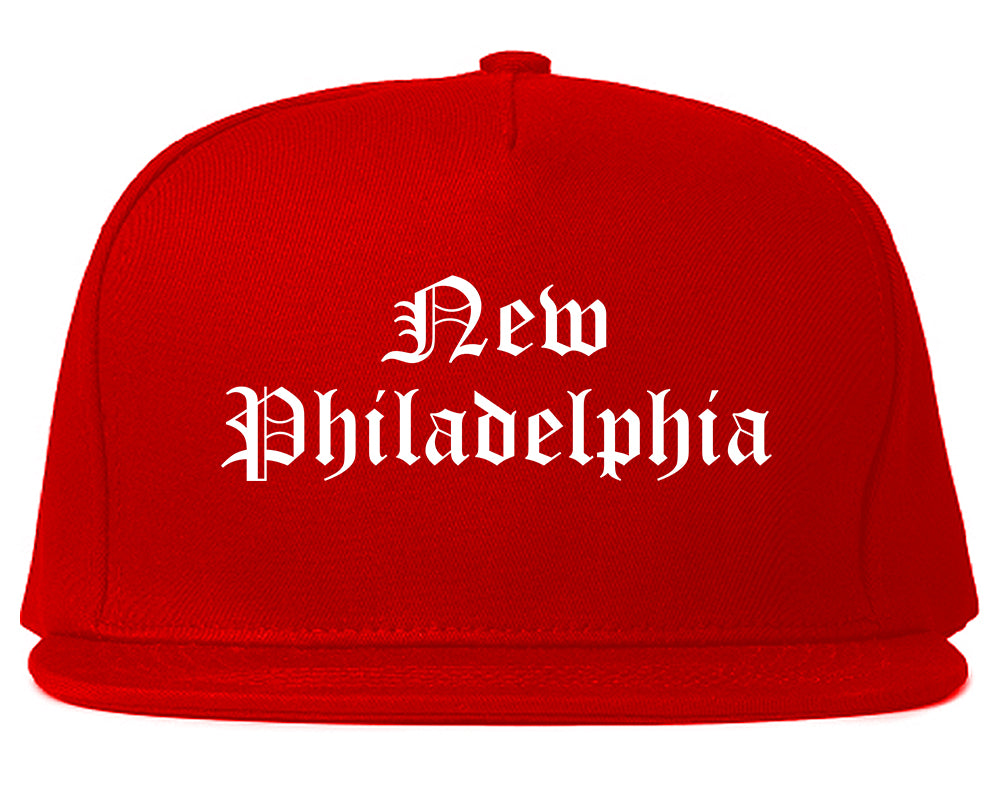 New Philadelphia Ohio OH Old English Mens Snapback Hat Red