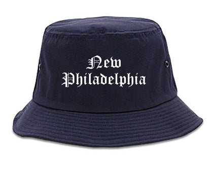 New Philadelphia Ohio OH Old English Mens Bucket Hat Navy Blue