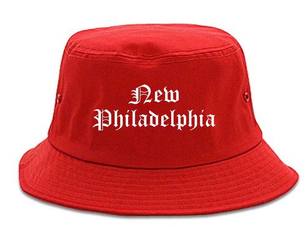 New Philadelphia Ohio OH Old English Mens Bucket Hat Red