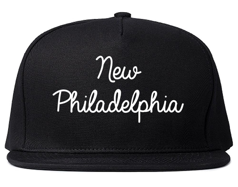 New Philadelphia Ohio OH Script Mens Snapback Hat Black