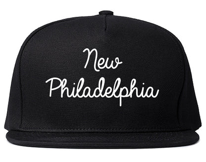 New Philadelphia Ohio OH Script Mens Snapback Hat Black